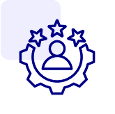 Icon of person with stars and gear.